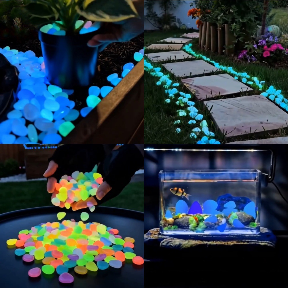 Plant Aquarium Pot - Pedras luminosas coloridas que brilham no